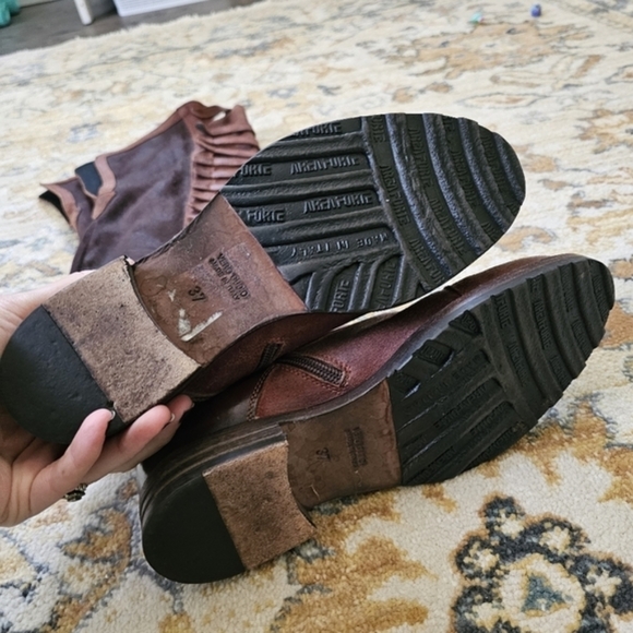 $498 Free People Forest Brown OTK Strappy Military Leather Boots - Picture 6 of 10